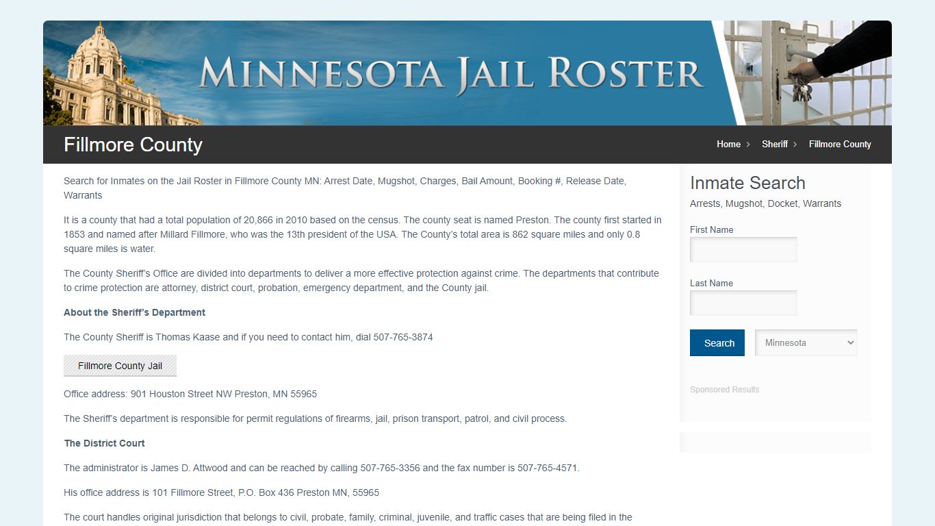Fillmore County | Jail Roster Search
