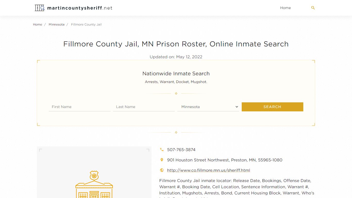 Fillmore County Jail, MN Prison Roster, Online Inmate ...
